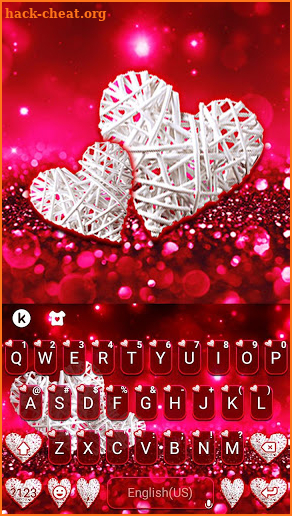 Valentine White Hearts Keyboard Theme screenshot