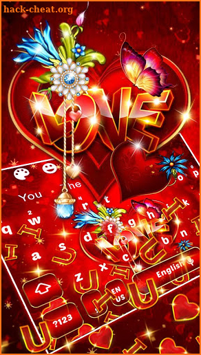 Valentines Red Love Heart Gravity Keyboard screenshot