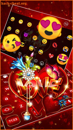 Valentines Red Love Heart Gravity Keyboard screenshot