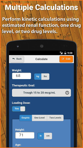 Vancomycin Calculator ClinCalc screenshot