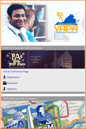 VAPA Conferences screenshot