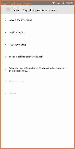 VCV - recording of video interviews screenshot