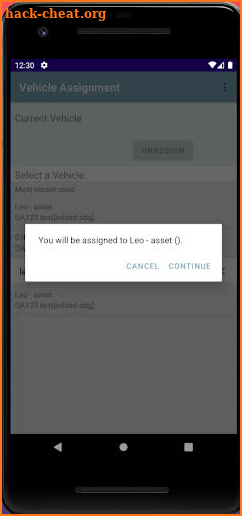 Vehicle Assignment screenshot