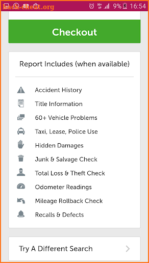 Vehicle History Report screenshot