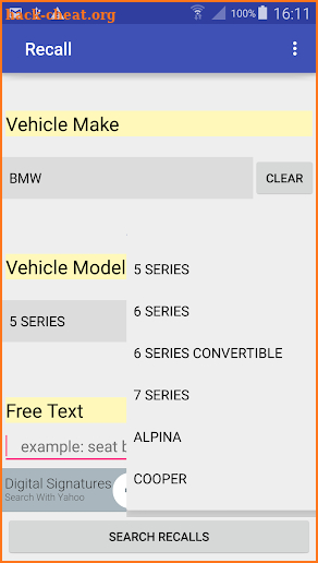 Vehicle Recall Checker screenshot
