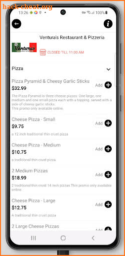 Ventura's Restaurant & Pizzeria screenshot