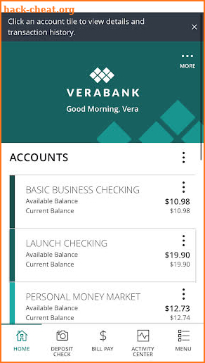 VeraBank screenshot