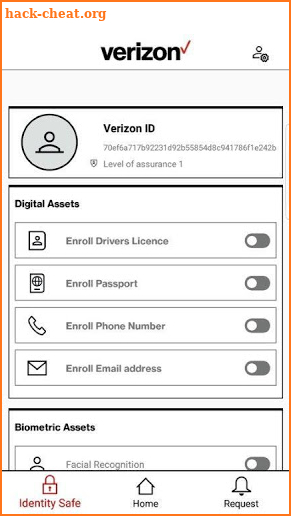 Verizon Identity screenshot