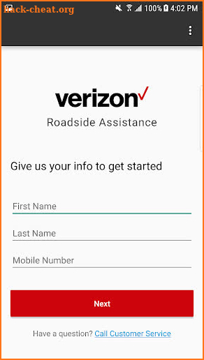 Verizon Roadside Assistance screenshot