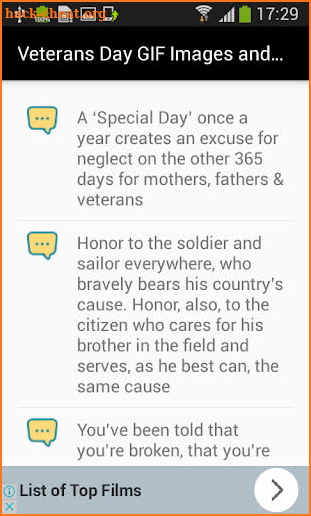 Veterans Day GIF Images and New Messages List screenshot