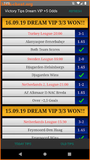 Victory Betting Tips Dream VIP +5 Odds screenshot