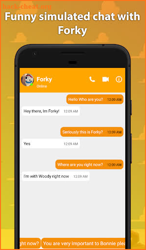 video call and fake chat simulator with forky screenshot