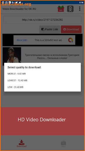 Video downloader for ok.ru screenshot