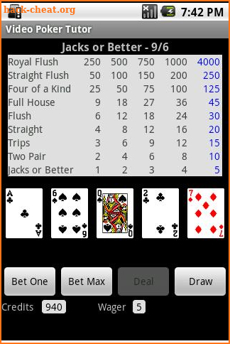 Video Poker Tutor screenshot