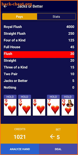 Video Poker Wizard screenshot