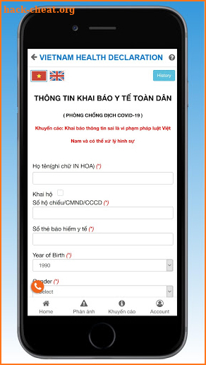 Vietnam Health Declaration screenshot