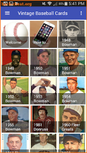Vintage Baseball Cards screenshot