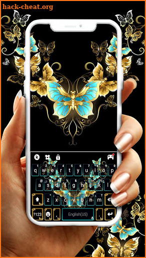 Vintage Golden Butterfly Keyboard Theme screenshot