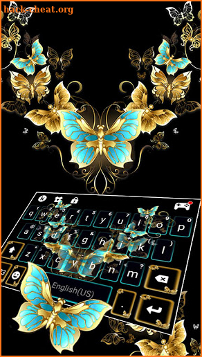 Vintage Golden Butterfly Keyboard Theme screenshot