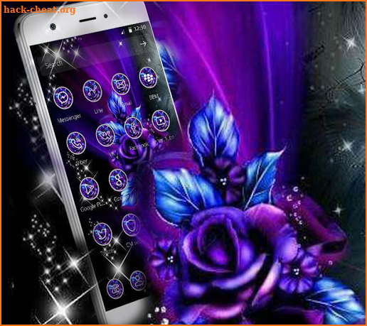 Violet Blue Neon Flower Theme screenshot