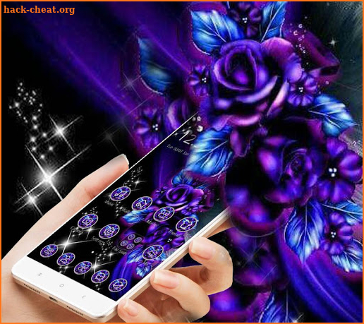 Violet Blue Neon Flower Theme screenshot