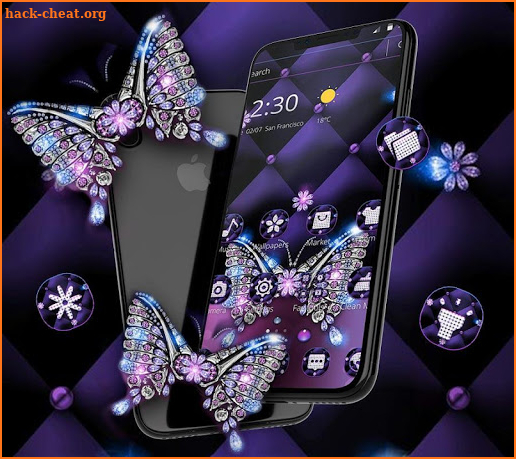 Violet Diamond Butterfly Leather Theme screenshot