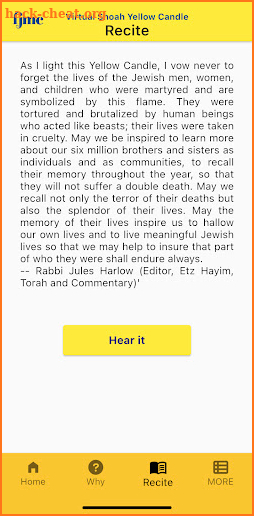 Virtual Shoah Yellow Candle screenshot