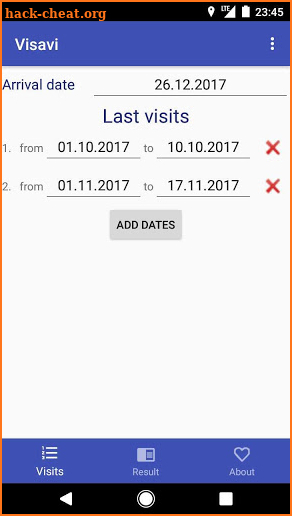 Visavi - Schengen calculator screenshot