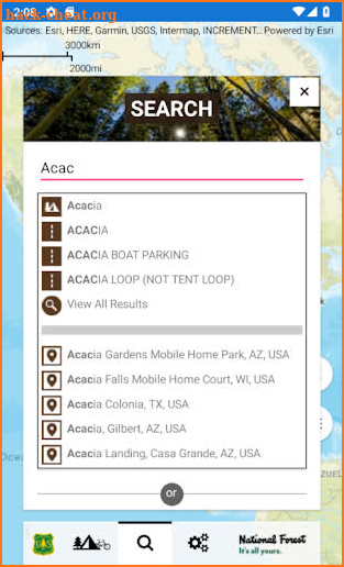 Visitor Map - Map of Forest Service lands screenshot
