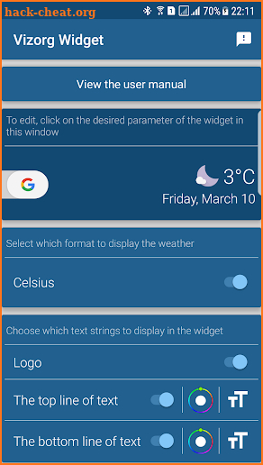 Vizorg Widget - Configure search bar screenshot