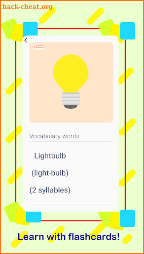 Vocabulary learning cards screenshot