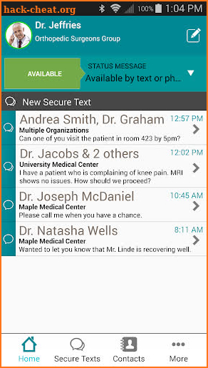 Vocera Secure Texting screenshot