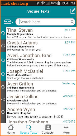 Vocera Secure Texting screenshot
