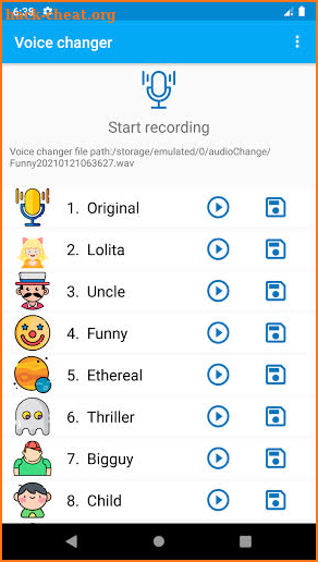 Voice changer with special effects screenshot
