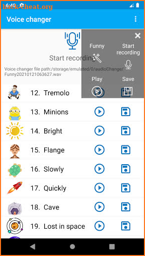 Voice changer with special effects screenshot