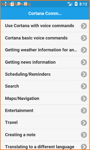 Voice Commands for Cortana screenshot