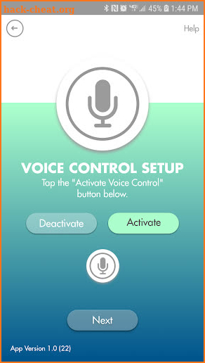 Voice Control Set Up screenshot