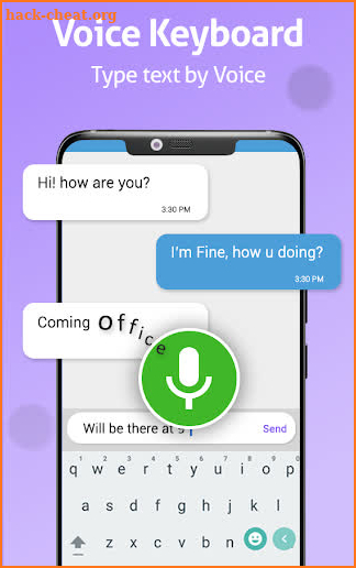 Voice Typing keyboard with text shortcuts screenshot