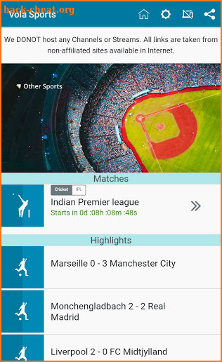 Vola Sports Live TV Guide screenshot
