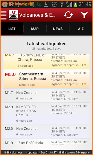 Volcanoes & Earthquakes screenshot
