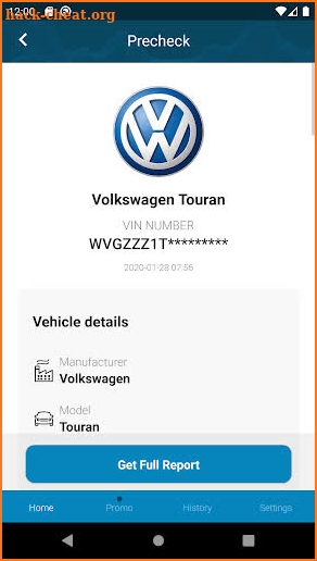 Volkswagen History Check: VIN Decoder screenshot
