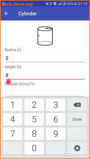 Volume Calculator:Cube Prism Sphere Cylinder Cone screenshot