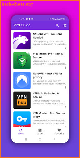 VPN Guide List screenshot