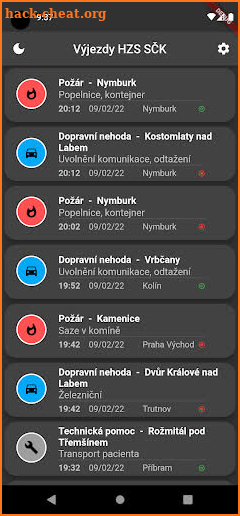 Výjezdy HZS Středočeský kraj screenshot