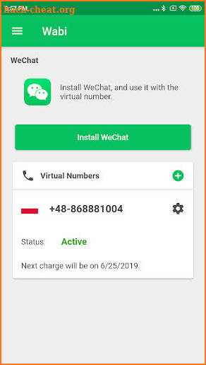 Wabi - Virtual Number for WeChat screenshot
