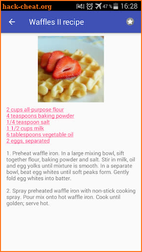 Waffles recipes with photo offline screenshot