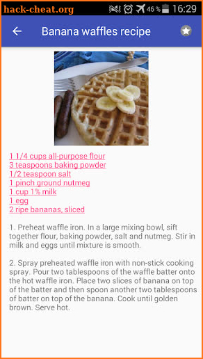Waffles recipes with photo offline screenshot
