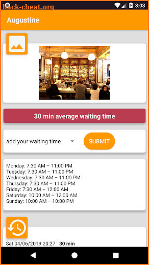 Wait Time - log restaurant and other wait times screenshot