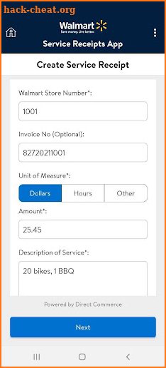 Walmart - Service Receipts screenshot