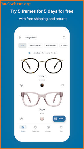 Warby Parker screenshot